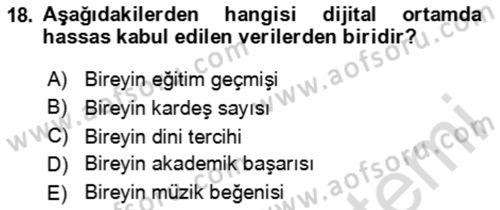 Aile Sosyolojisi Dersi 2023 - 2024 Yılı Yaz Okulu Sınav Soruları 18. Soru