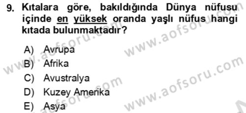 Aile Sosyolojisi Dersi 2023 - 2024 Yılı Yaz Okulu Sınav Soruları 9. Soru