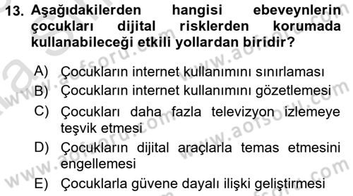 Aile Sosyolojisi Dersi Ara Sınavı Deneme Sınav Soruları 13. Soru