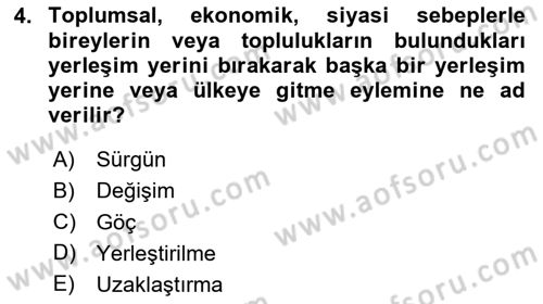Aile Sosyolojisi Dersi 2024 - 2025 Yılı (Vize) Ara Sınav Soruları 4. Soru
