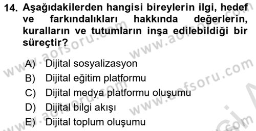 Aile Sosyolojisi Dersi 2025 - 2026 Yılı (Final) Dönem Sonu Sınav Soruları 14. Soru