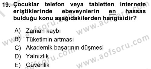 Aile Sosyolojisi Dersi 2025 - 2026 Yılı (Final) Dönem Sonu Sınav Soruları 19. Soru