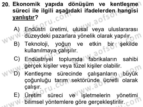 Aile Sosyolojisi Dersi 2025 - 2026 Yılı (Final) Dönem Sonu Sınav Soruları 20. Soru