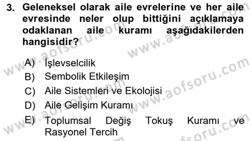 Aile Sosyolojisi Dersi 2025 - 2026 Yılı (Final) Dönem Sonu Sınav Soruları 3. Soru