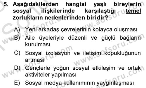 Aile Sosyolojisi Dersi 2025 - 2026 Yılı (Final) Dönem Sonu Sınav Soruları 5. Soru
