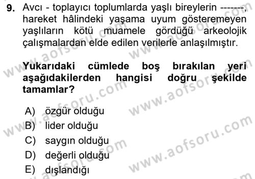Aile Sosyolojisi Dersi 2025 - 2026 Yılı (Final) Dönem Sonu Sınav Soruları 9. Soru
