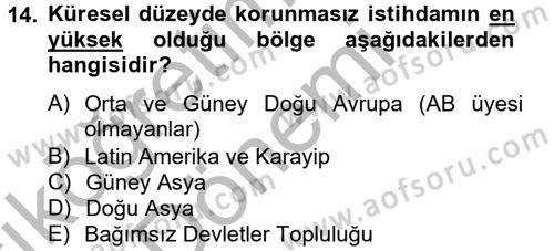 Endüstri Sosyolojisi Dersi 2012 - 2013 Yılı (Vize) Ara Sınav Soruları 14. Soru