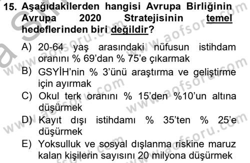 Endüstri Sosyolojisi Dersi 2012 - 2013 Yılı (Vize) Ara Sınav Soruları 15. Soru