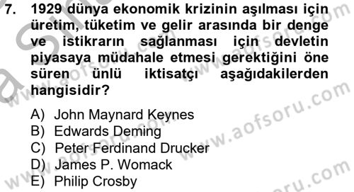 Endüstri Sosyolojisi Dersi 2012 - 2013 Yılı (Vize) Ara Sınav Soruları 7. Soru