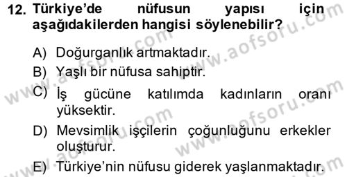 Endüstri Sosyolojisi Dersi 2013 - 2014 Yılı (Vize) Ara Sınav Soruları 12. Soru