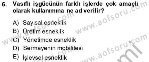 Endüstri Sosyolojisi Dersi 2013 - 2014 Yılı (Vize) Ara Sınav Soruları 6. Soru