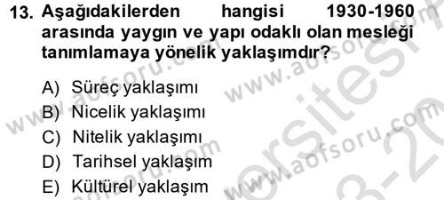 Endüstri Sosyolojisi Dersi 2013 - 2014 Yılı Tek Ders Sınav Soruları 13. Soru