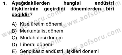Endüstri Sosyolojisi Dersi 2014 - 2015 Yılı (Vize) Ara Sınav Soruları 1. Soru