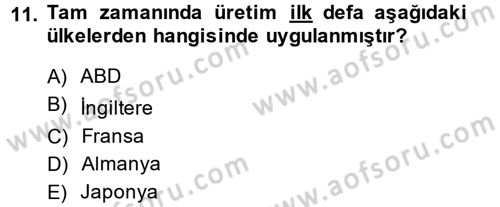 Endüstri Sosyolojisi Dersi 2014 - 2015 Yılı (Vize) Ara Sınav Soruları 11. Soru