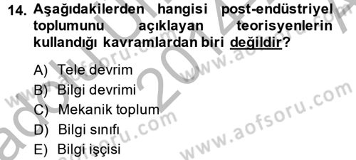 Endüstri Sosyolojisi Dersi 2014 - 2015 Yılı (Vize) Ara Sınav Soruları 14. Soru