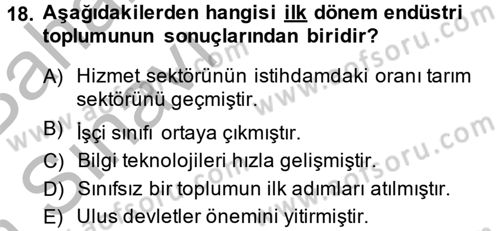 Endüstri Sosyolojisi Dersi 2014 - 2015 Yılı (Vize) Ara Sınav Soruları 18. Soru
