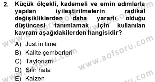 Endüstri Sosyolojisi Dersi 2014 - 2015 Yılı (Vize) Ara Sınav Soruları 2. Soru