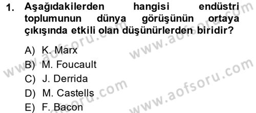 Endüstri Sosyolojisi Dersi 2014 - 2015 Yılı (Final) Dönem Sonu Sınav Soruları 1. Soru