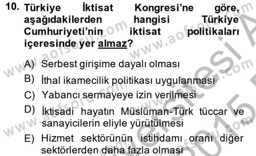 Endüstri Sosyolojisi Dersi 2014 - 2015 Yılı (Final) Dönem Sonu Sınav Soruları 10. Soru