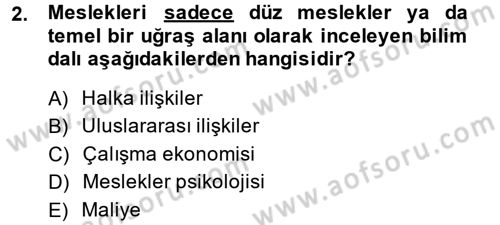 Endüstri Sosyolojisi Dersi 2014 - 2015 Yılı (Final) Dönem Sonu Sınav Soruları 2. Soru