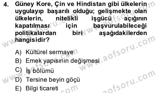 Endüstri Sosyolojisi Dersi 2014 - 2015 Yılı (Final) Dönem Sonu Sınav Soruları 4. Soru