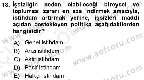 Endüstri Sosyolojisi Dersi 2015 - 2016 Yılı (Vize) Ara Sınav Soruları 18. Soru