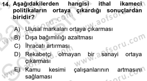 Endüstri Sosyolojisi Dersi 2015 - 2016 Yılı (Final) Dönem Sonu Sınav Soruları 14. Soru