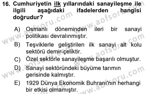 Endüstri Sosyolojisi Dersi 2015 - 2016 Yılı (Final) Dönem Sonu Sınav Soruları 16. Soru
