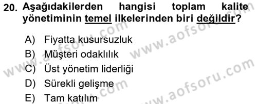 Endüstri Sosyolojisi Dersi 2015 - 2016 Yılı (Final) Dönem Sonu Sınav Soruları 20. Soru