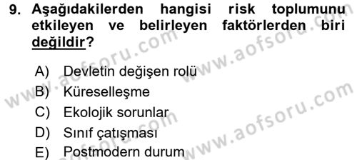 Endüstri Sosyolojisi Dersi 2015 - 2016 Yılı (Final) Dönem Sonu Sınav Soruları 9. Soru