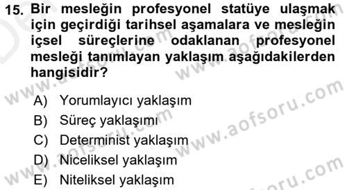 Endüstri Sosyolojisi Dersi 2015 - 2016 Yılı Tek Ders Sınav Soruları 15. Soru