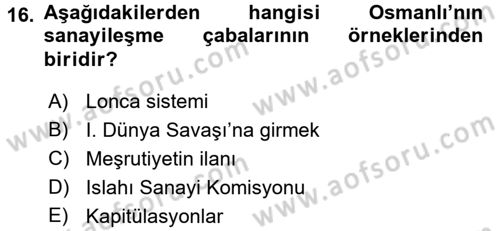 Endüstri Sosyolojisi Dersi 2015 - 2016 Yılı Tek Ders Sınav Soruları 16. Soru
