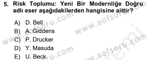 Endüstri Sosyolojisi Dersi 2015 - 2016 Yılı Tek Ders Sınav Soruları 5. Soru