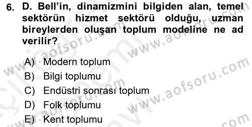 Endüstri Sosyolojisi Dersi 2015 - 2016 Yılı Tek Ders Sınav Soruları 6. Soru