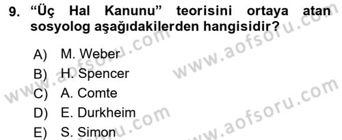 Endüstri Sosyolojisi Dersi 2015 - 2016 Yılı Tek Ders Sınav Soruları 9. Soru