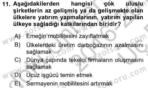 Endüstri Sosyolojisi Dersi 2016 - 2017 Yılı 3 Ders Sınav Soruları 11. Soru