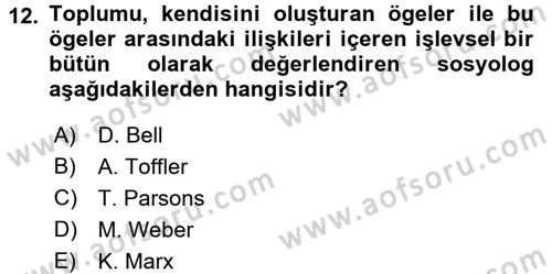 Endüstri Sosyolojisi Dersi 2016 - 2017 Yılı 3 Ders Sınav Soruları 12. Soru