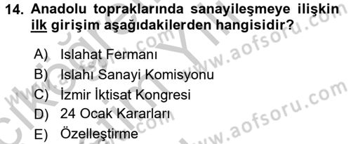 Endüstri Sosyolojisi Dersi 2016 - 2017 Yılı 3 Ders Sınav Soruları 14. Soru