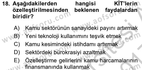 Endüstri Sosyolojisi Dersi 2016 - 2017 Yılı 3 Ders Sınav Soruları 18. Soru