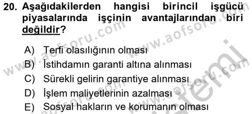 Endüstri Sosyolojisi Dersi 2016 - 2017 Yılı 3 Ders Sınav Soruları 20. Soru