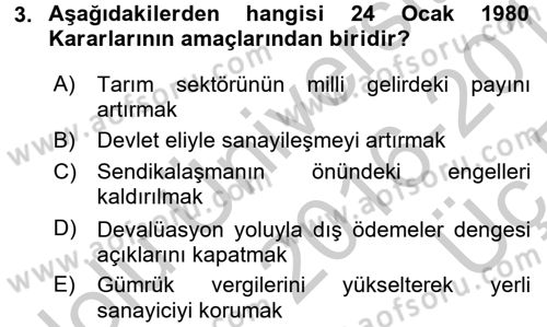 Endüstri Sosyolojisi Dersi 2016 - 2017 Yılı 3 Ders Sınav Soruları 3. Soru