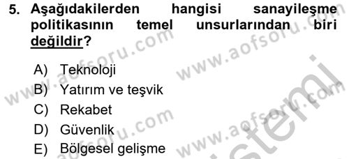 Endüstri Sosyolojisi Dersi 2016 - 2017 Yılı 3 Ders Sınav Soruları 5. Soru