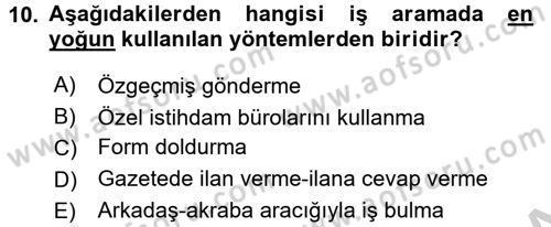 Endüstri Sosyolojisi Dersi 2016 - 2017 Yılı (Vize) Ara Sınav Soruları 10. Soru