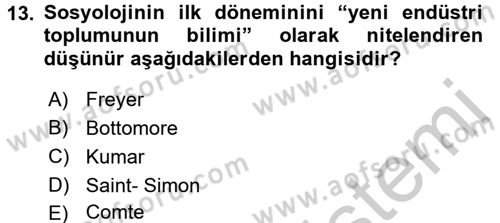 Endüstri Sosyolojisi Dersi 2016 - 2017 Yılı (Vize) Ara Sınav Soruları 13. Soru