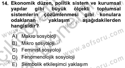 Endüstri Sosyolojisi Dersi 2016 - 2017 Yılı (Vize) Ara Sınav Soruları 14. Soru