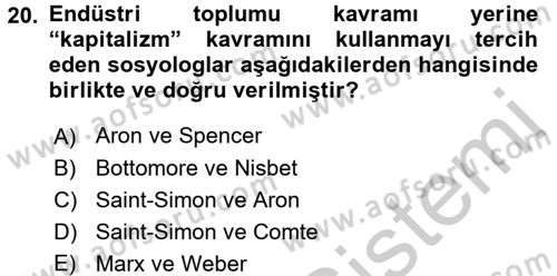 Endüstri Sosyolojisi Dersi 2016 - 2017 Yılı (Vize) Ara Sınav Soruları 20. Soru