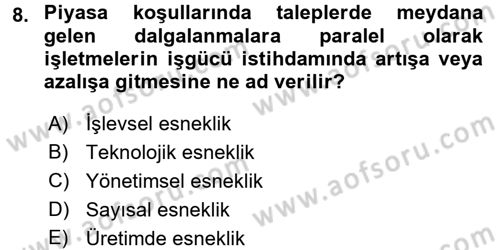 Endüstri Sosyolojisi Dersi 2016 - 2017 Yılı (Vize) Ara Sınav Soruları 8. Soru