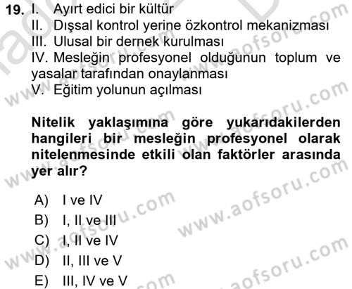 Endüstri Sosyolojisi Dersi 2016 - 2017 Yılı (Final) Dönem Sonu Sınav Soruları 19. Soru