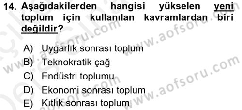 Endüstri Sosyolojisi Dersi 2017 - 2018 Yılı 3 Ders Sınav Soruları 14. Soru