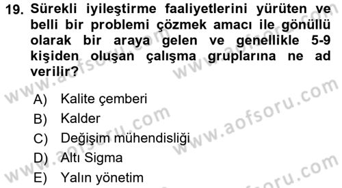 Endüstri Sosyolojisi Dersi 2017 - 2018 Yılı 3 Ders Sınav Soruları 19. Soru